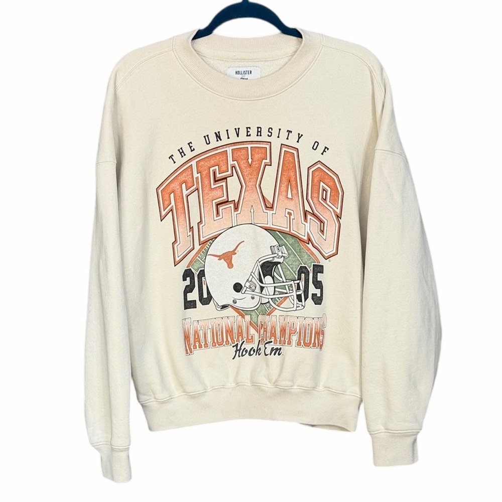 Hollister Cream University of Texas Crewneck Sweater